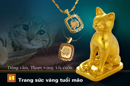 Trang sức vàng hình con mèo