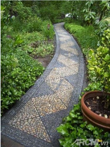 Lối đi đẹp trong vườn theo phong cách mosaic