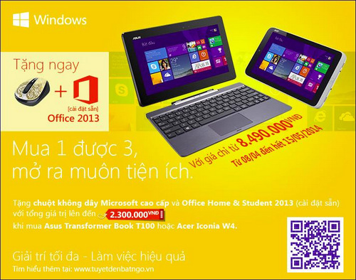 Nhận quà khi mua máy tính bảng Windows 8.1