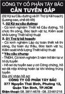 Tp. Hồ Chí Minh: Công Ty Cổ Phần Tây Bắc Cần Tuyển Gấp RSCL1174943