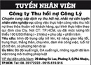 Tp. Hồ Chí Minh: Công ty Thu hồi nợ Công Lý Tuyển Nhân Viên CL1001917