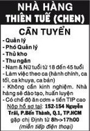 Tp. Hồ Chí Minh: Nhà Hàng Thiên Tuế (Chen) Cần Tuyển CL1002181