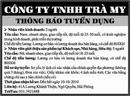 Tp. Hải Phòng: Công ty TNHH Trà My Thông báo tuyển dụng CL1002376