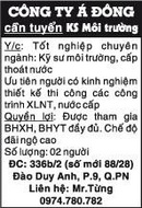 Tp. Hồ Chí Minh: Công ty Á Đông cần tuyển KS Môi trường CL1005745P10