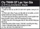 Tp. Hà Nội: Cty TNHH QT Lạc Vạn Gia Cần tuyển gấp CL1005645P8