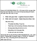 Tp. Hồ Chí Minh: Công ty Elite International CO., LTD chuyên về lĩnh vực giao nhận.Cần Tuyển CL1005846P4