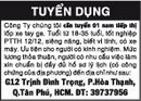 Tp. Hồ Chí Minh: Công Ty chúng tôi cần tuyển 01 nam tiếp thị lốp xe tay ga. Tuổi từ 18-35 tuổi CL1005562