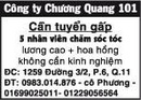 Tp. Hồ Chí Minh: Công ty Chương Quang 101 Cần tuyển gấp 5 nhân viên chăm sóc tóc CL1006535P2