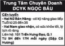 Tp. Hồ Chí Minh: Trung Tâm Chuyên Doanh DCYK Ngọc Báu Cần Tuyển CL1006450