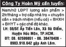Tp. Hồ Chí Minh: Công Ty Hoàn Mỹ cần tuyển: CL1007239P3