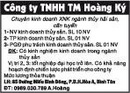 Tp. Hồ Chí Minh: Công ty TNHH TM Hoàng Ký cần Tuyển CL1007101