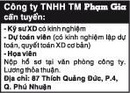 Tp. Hồ Chí Minh: Công ty TNHH TM Phạm Gia Cần Tuyển CL1007176