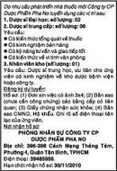 Tp. Hồ Chí Minh: Do nhu cầu phát triển nhà thuốc mới Công ty CP Dược Phẩm Pha no tuyển dụng CL1007523