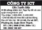 Công Ty ICT Cần Tuyển Gấp