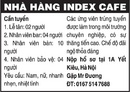 Tp. Hà Nội: Nhà hàng INDEX Cafe Cần tuyển CL1008623