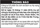 Tp. Hà Nội: Công ty Cổ phần Du lịch và Dịch vụ Hy vọng xin thông báo CL1011504