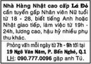 Tp. Hồ Chí Minh: Nhà Hàng Nhật cao cấp Lá Đỏ cần tuyển gấp Nhân viên Nữ tuổi từ 18 - 28, RSCL1072659