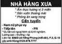 Tp. Hồ Chí Minh: Nhà Hàng Xưa Ẩm thực hương vị 3 miền Sân vườn thoáng mát Cần tuyển CL1013779P11