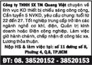 Tp. Hồ Chí Minh: Công ty TNHH SX TM Quang Việt chuyên về lĩnh vực thiết bị chiếu sáng Cần Tuyển CL1011106