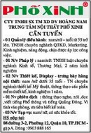 Tp. Hồ Chí Minh: CTy TNHH Sản Xuất Thương Mại Xây Dựng DV Hoàng Nam Cần Tuyển CL1011715