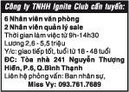 Tp. Hồ Chí Minh: Công ty TNHH Ignite Club cần tuyển: CL1011715