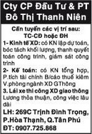 Tp. Hồ Chí Minh: Cty CP Đầu Tư & PT Đô Thị Thanh Niên Cần tuyển các vị trí sau CL1011715