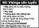 Tp. Hồ Chí Minh: NH Vikings cần tuyển CL1011783