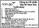 Tp. Hồ Chí Minh: Công ty Cổ phần Địa ốc Nam Gia Tuyển dụng: CL1016093P11