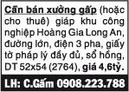 Tp. Hồ Chí Minh: Cần bán xưởng gấp (hoặc cho thuê) giáp khu công nghiệp Hoàng Gia Long An, đường CL1012214
