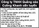 Tp. Hồ Chí Minh: Công ty TNHH Quảng cáo Cường Khanh cần tuyển RSCL1009130