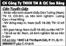 Tp. Hồ Chí Minh: CN Công Ty TNHH Thương Mại & QC Sao Băng Cần Tuyển Gấp CL1017094