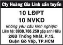 Tp. Hồ Chí Minh: Cty Hoàng Gia Linh cần tuyển CL1017915P4