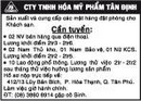 Tp. Hồ Chí Minh: Công ty TNHH Hóa Mỹ Phẩm Tân Định Cần tuyển CL1017693