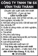 Công ty TNHH TM Sản Xuất Vĩnh Thái Thành Cần Tuyển