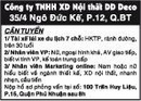Tp. Hồ Chí Minh: Công ty TNHH XD Nội thất DD Deco cần tuyển CL1019993P9
