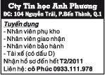 Cty Tin học Anh Phương Tuyển dụng