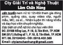 Tp. Hồ Chí Minh: Cty Giải Trí và Nghệ Thuật Lâm Chấn Hùng cần tuyển nam nữ từ 12t-65t tham gia CL1018381