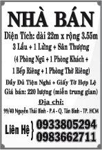 NHÀ BÁN 99/40 Nguyễn Thái Bình, P.4, Tân Bình