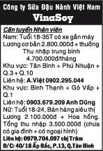 Công ty Sữa Đậu Nành Việt Nam - VinaSoy Cần tuyển Nhân viên