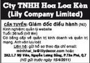 Tp. Hồ Chí Minh: Cty TNHH Hoa Loa Kèn (Lily Company Limited) Cần Tuyển RSCL1150356