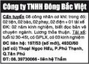 Tp. Hồ Chí Minh: Công ty TNHH Đông Bắc Việt cần tuyển 08 công nhân cơ khí CL1019400