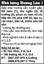 Nhà hàng Hương Lúa 1 sắp khai trương cần tuyển gấp: Kế toán (1), thu ngân (2)