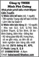 Tp. Hồ Chí Minh: Công ty TNHH Minh Phú Cường Nhà phân phối dầu nhớt Mipec Cần Tuyển CL1021125