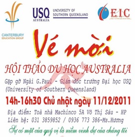 Công ty CP QT Huy Hoàng tổ chức hội thảo du học Australia. Vào hổi 14h ngày 11/ 12