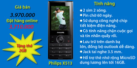 Tiết kiệm điện với điện thoại Philips X513