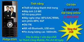 Mua Online giảm giá bất ngờ_Dế Philips X 501 với Pin dung lượng lớn