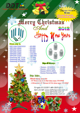 MỰC IN VIỆT HỒNG - MỰC IN DDT khuyến mãi giáng sinh và năm mới 2012