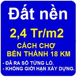 Dat nen gia re, 2,4 Tr/ m2, cach Cho Ben Thanh 18km, da ra so tung lo