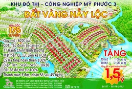 Đất thổ cư Bình Dương, mặt tiền đường 62m, sổ đỏ chính chủ, trung tâm hành chính