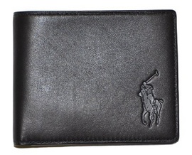 Ví nam Ralph Lauren Polo Mens Black BiFold Passcase Genuine Leather Wallet 40512